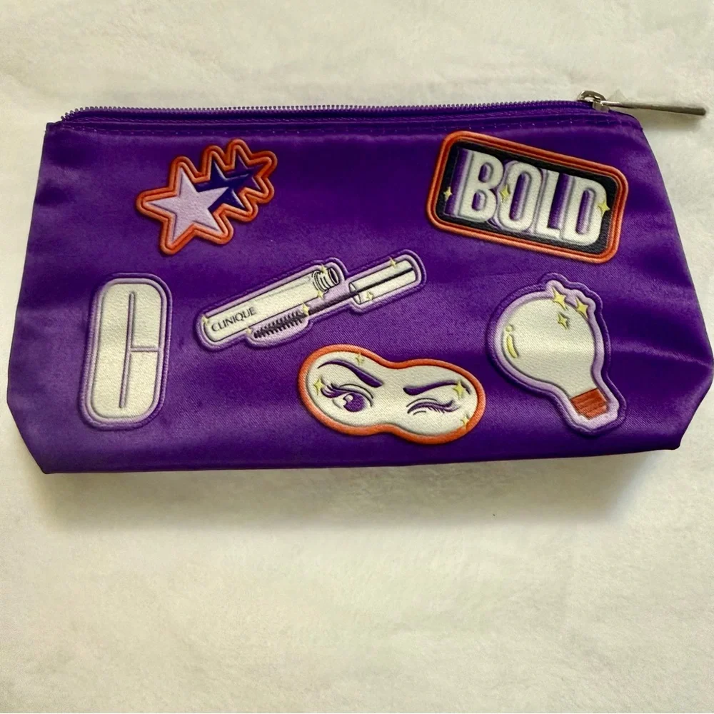 Clinique Purple Pop Art Makeup & Cosmetics Bag Set